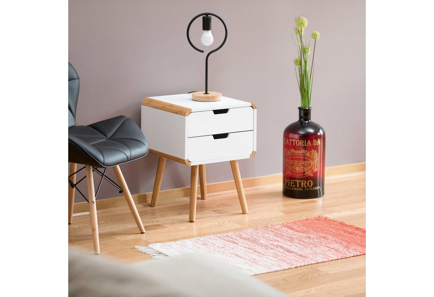 relaxdays Nachttisch mit 2 Schubladen (1-St) – Bild 2 von 5