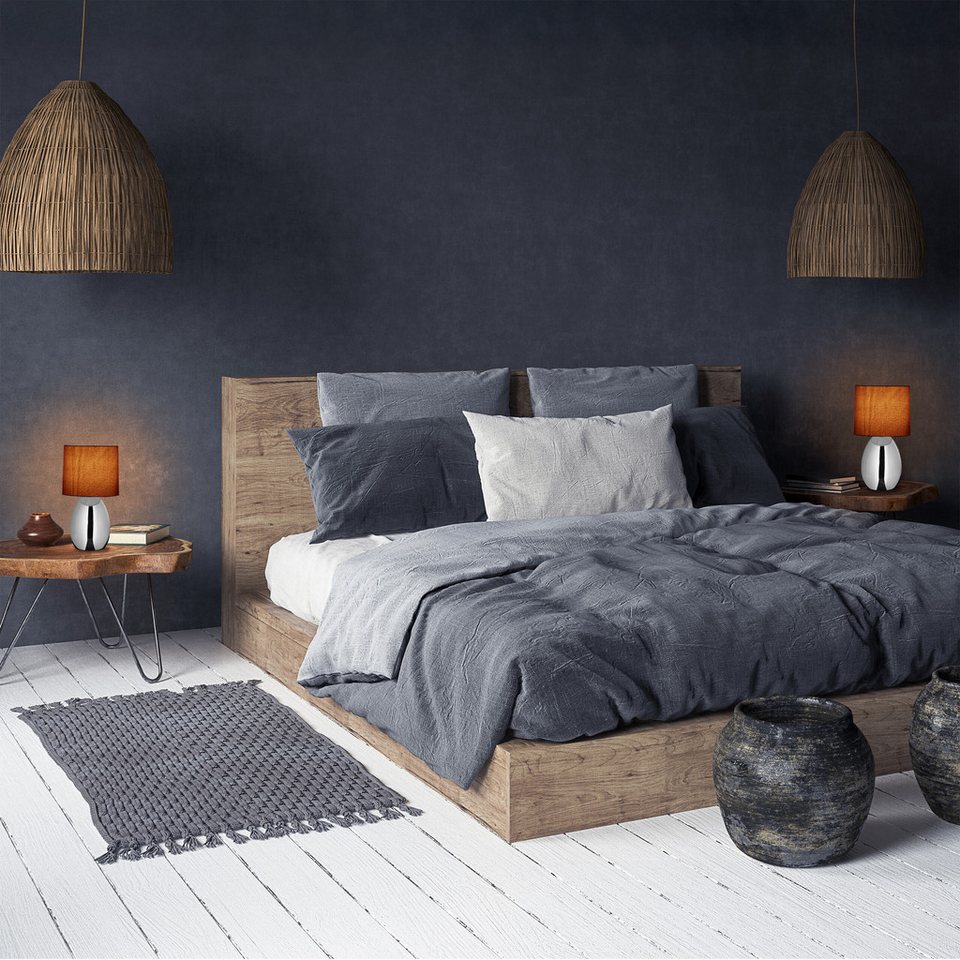 relaxdays Nachttischlampe 2er Set, Ein-/Ausschalter, Ohne Leuchtmittel, silber – Bild 2 von 5