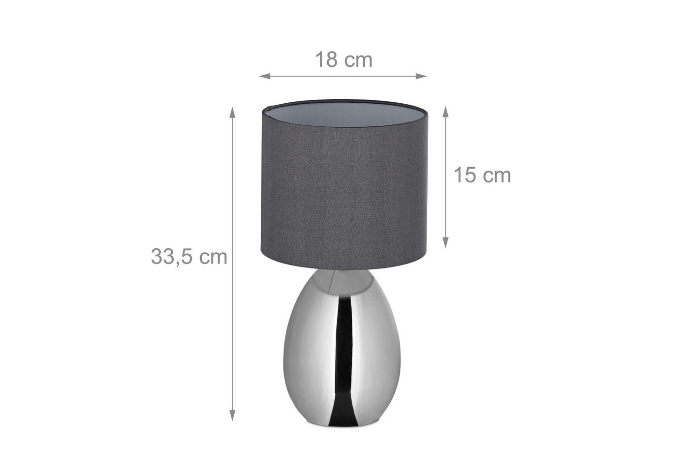 relaxdays Nachttischlampe 2er Set, Ein-/Ausschalter, Ohne Leuchtmittel, silber – Bild 4 von 5