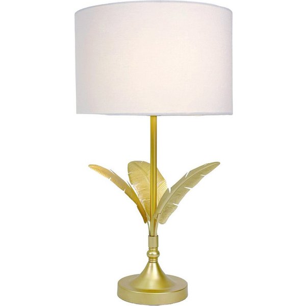 relaxdays Nachttischlampe Lampe Palmenblatt, Mit Ein-/Ausschalter am Kabel, E27-Fassung, E14-Fassung, Tischlampe