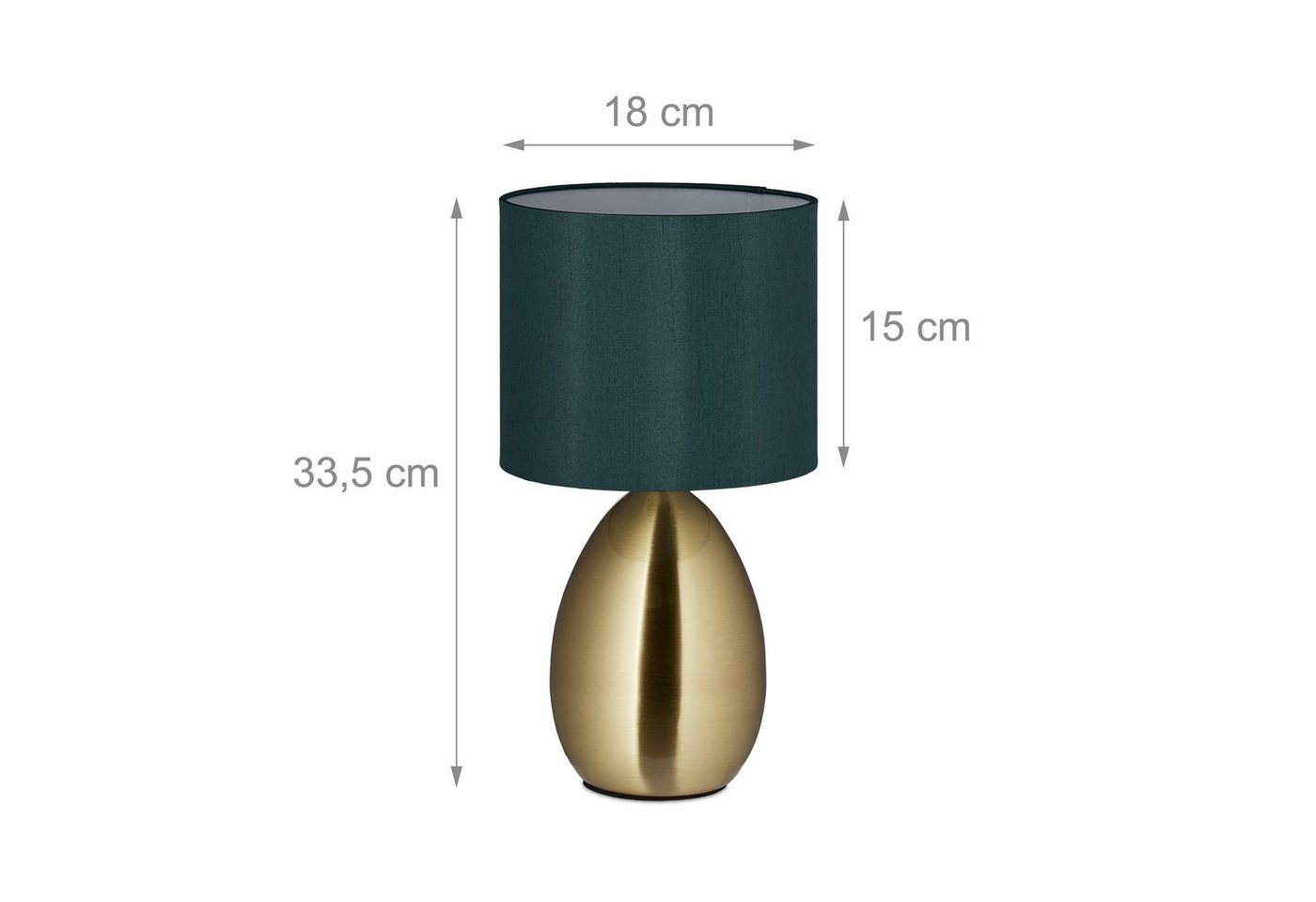 relaxdays Nachttischlampe Touch messing, Touchfunktion mit 3-stufiger Dimmfunktion, E14-Fassung (max. 40 W), Leuchtmittel nicht inklusive – Bild 4 von 5