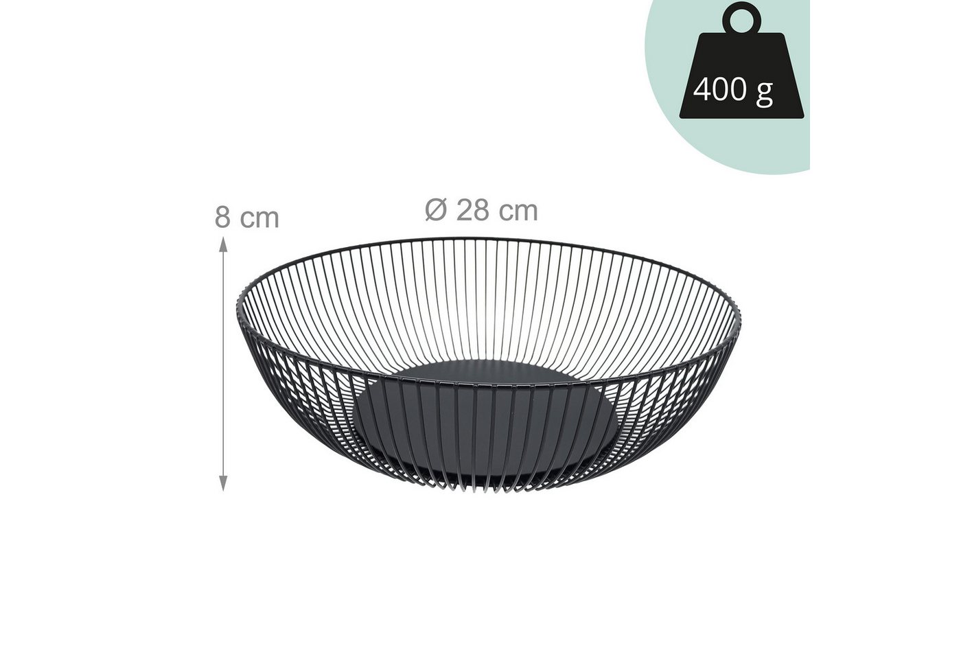 relaxdays Obstschale aus Metall, Eisen, (1-tlg), schwarz – Bild 4 von 5