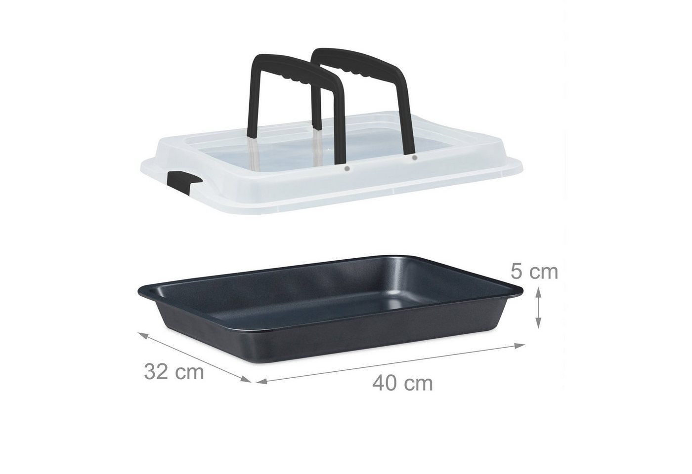 relaxdays Ofenschale Backblech mit Deckel 3in1, Kunststoff, (1-St), schwarz – Bild 5 von 5