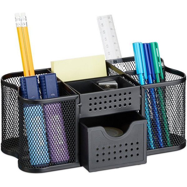 relaxdays Organizer Schreibtisch Organizer Mesh-Design (3 St), schwarz
