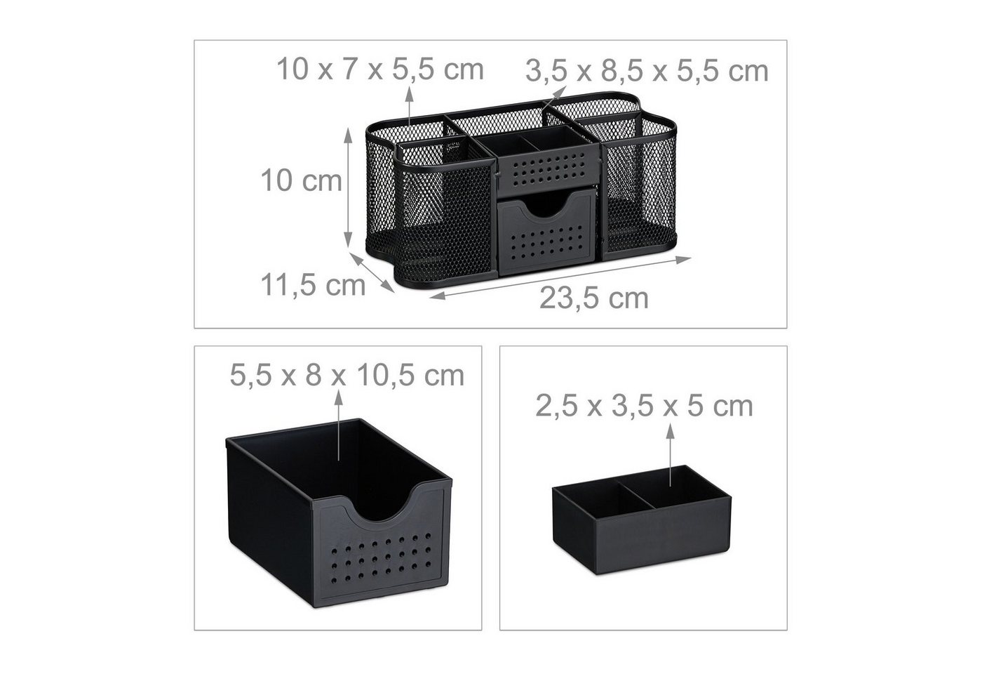 relaxdays Organizer Schreibtisch Organizer Mesh-Design (3 St), schwarz – Bild 4 von 5