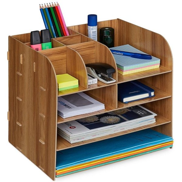 relaxdays Organizer Schreibtisch Organizer mit Ablagefächern (1 St), dunkelbraun