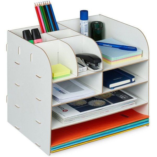 relaxdays Organizer Schreibtisch Organizer mit Ablagefächern (1 St), weiß