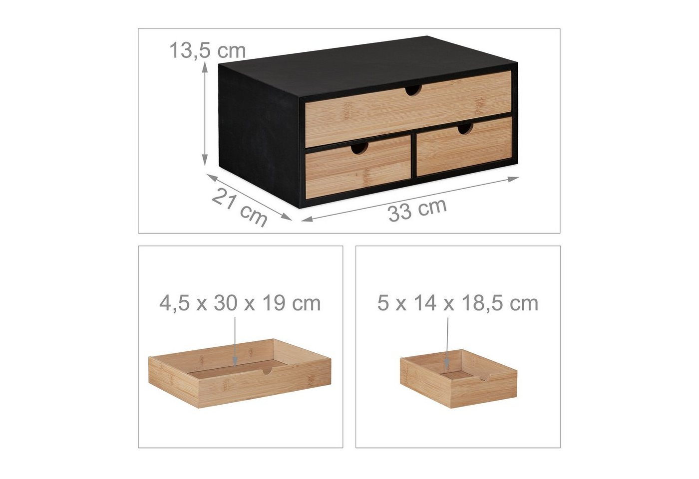 relaxdays Organizer Schreibtisch Organizer mit 3 Schubladen (1 St) – Bild 4 von 5