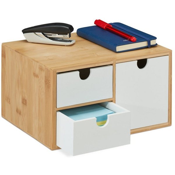 relaxdays Organizer Schubladenbox Bambus & MDF 3 Fächer (3 St)