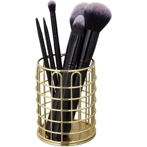 relaxdays Organizer Stiftehalter Metall rund (1 St), gold
