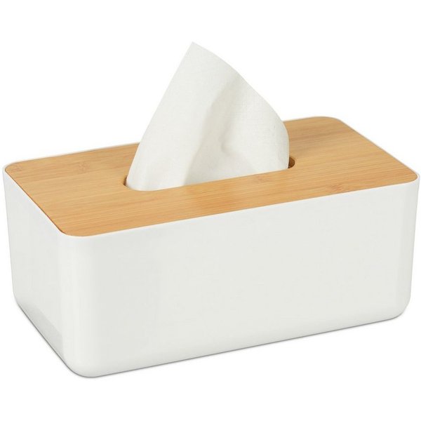 relaxdays Papiertuchbox Tücherbox mit Bambus-Deckel (1 St)