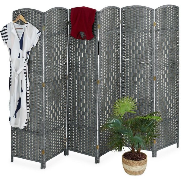 relaxdays Paravent 6-teilig in Grau (6 St)