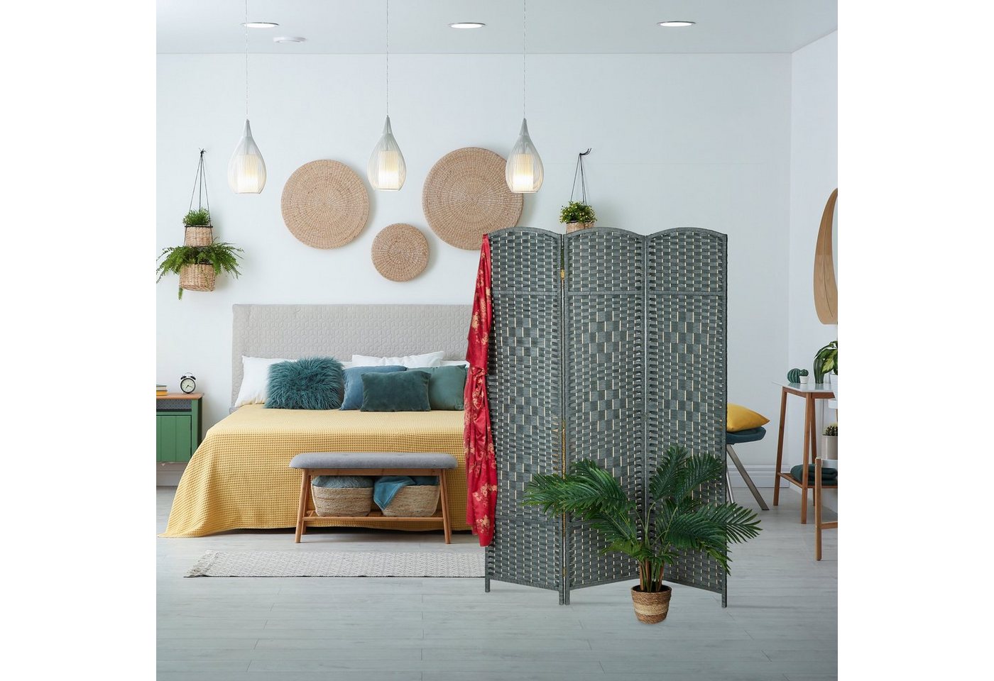 relaxdays Paravent in Grau (3 St) – Bild 2 von 5