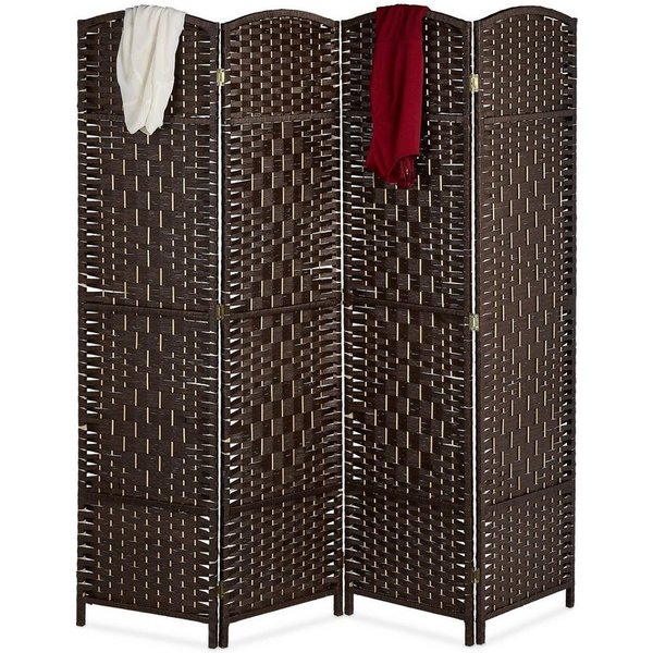 relaxdays Paravent Raumteiler 4-teilig (4 St), braun