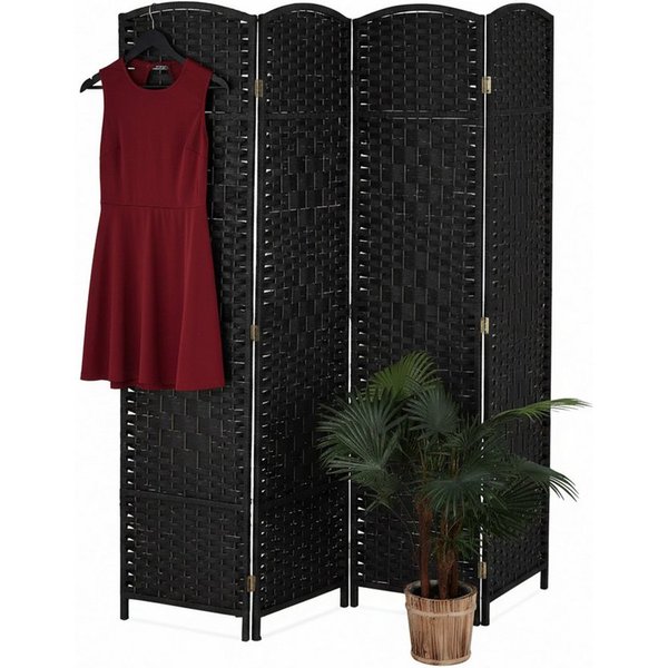 relaxdays Paravent Raumteiler 4-teilig (4 St), schwarz