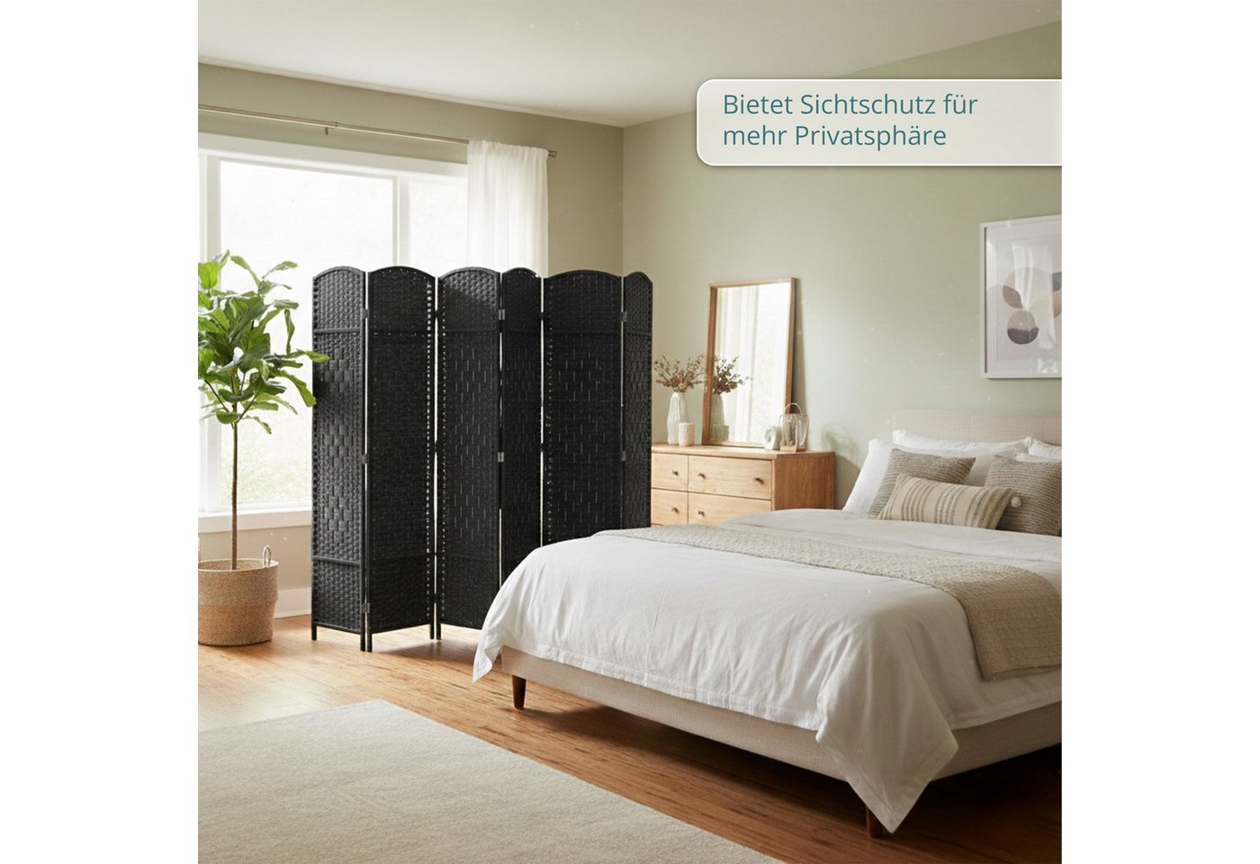 relaxdays Paravent Raumteiler 6-teilig (6 St), schwarz – Bild 3 von 5