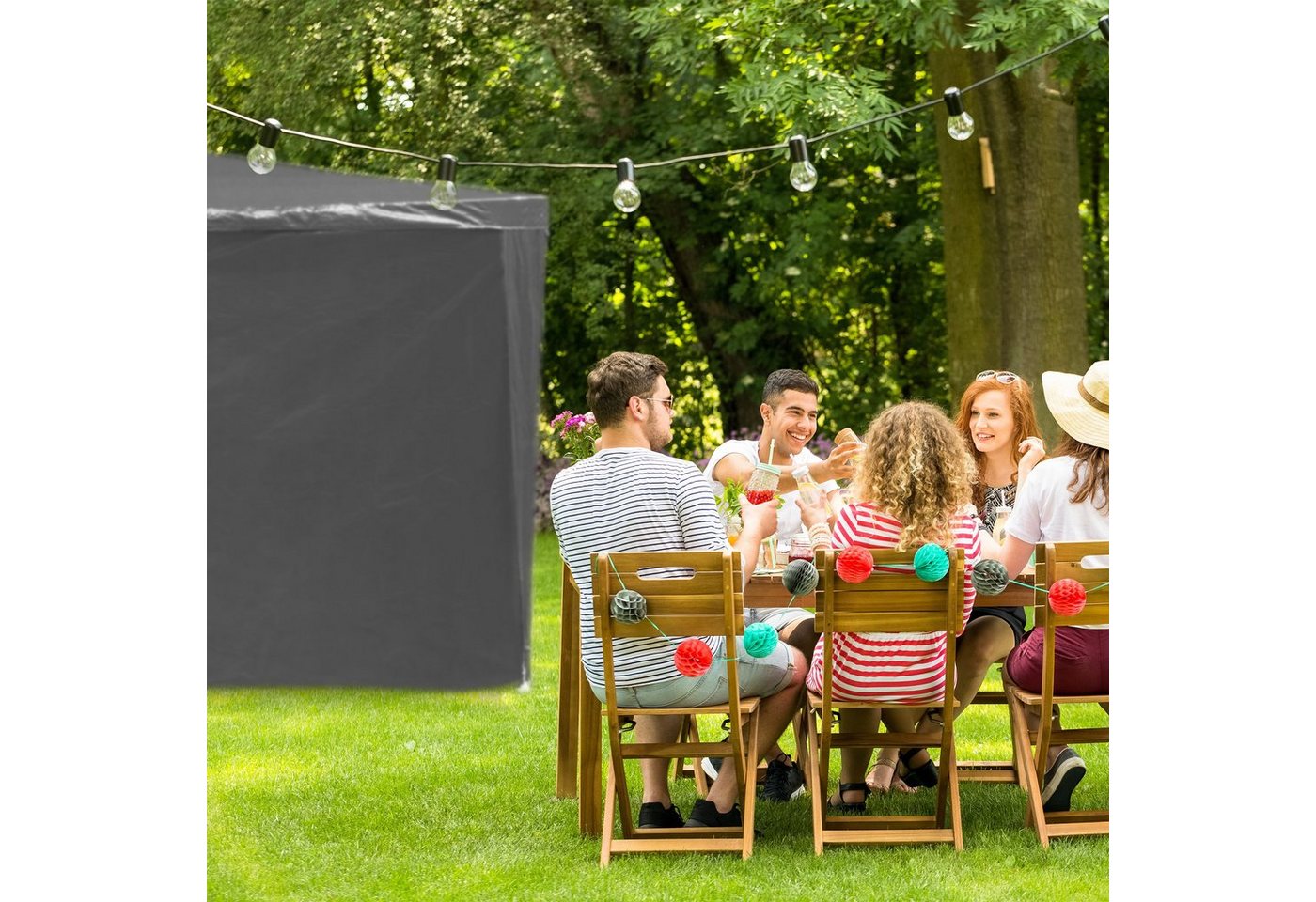 relaxdays Pavillon Graue Pavillon Seitenteile 2er Set, mit 2 Seitenteilen – Bild 5 von 5
