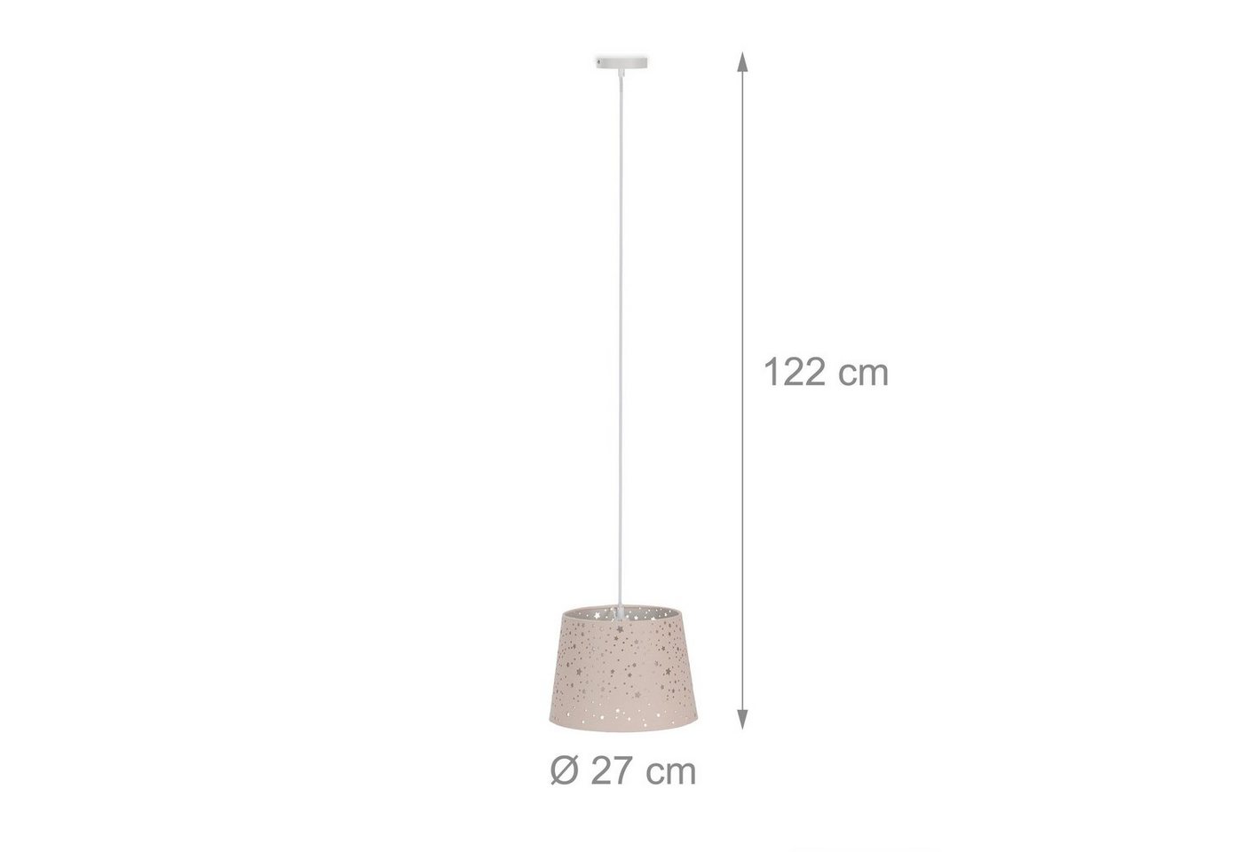 relaxdays Pendelleuchte Kinderzimmerlampe Sterne, 1-flammige Hängelampe mit E27-Fassung und Sternenhimmel-Effekt, Leuchtmittel nicht enthalten, E27-Fassung (max – Bild 4 von 5