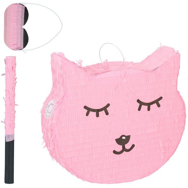 relaxdays Pinata Katzen Pinata mit Stab und Maske