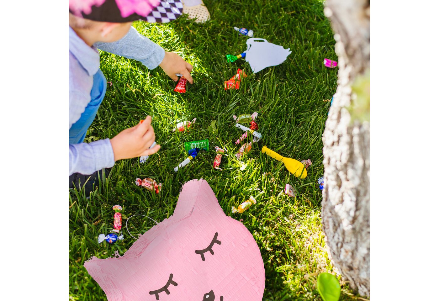relaxdays Pinata Katzen Pinata mit Stab und Maske – Bild 3 von 5