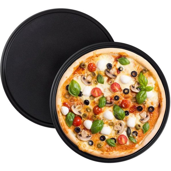 relaxdays Pizzablech 4 x Pizzablech rund, Stahl, (4-St)