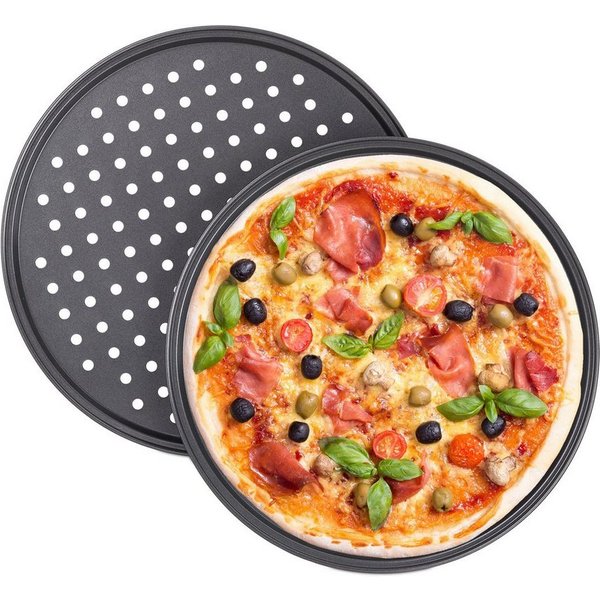 relaxdays Pizzablech rund 2er Set, Stahl, (2-St)