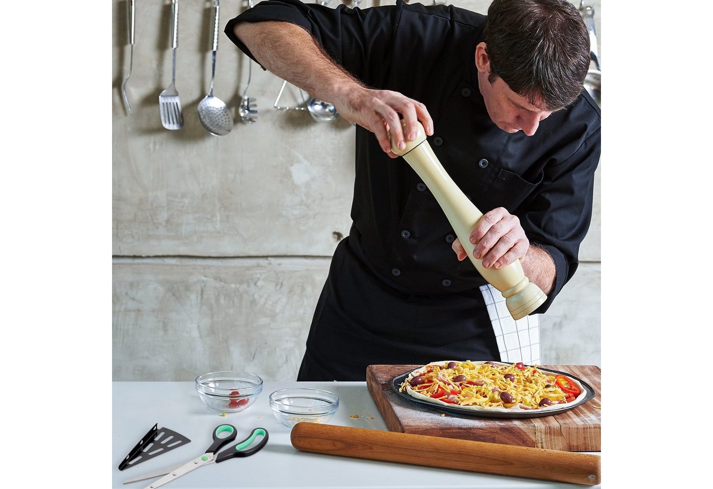 relaxdays Pizzaschere 10 x Pizzaschere mit Pizzaheber, (2-tlg) – Bild 5 von 5
