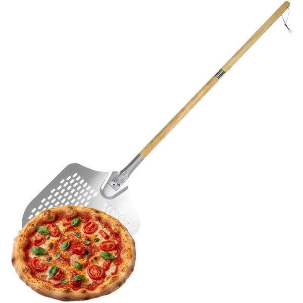 relaxdays Pizzaschieber Perforierter Pizzaschieber mit Holzgriff