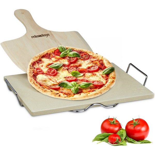relaxdays Pizzastein Set 1,5 cm, Cordierit, (3-St)