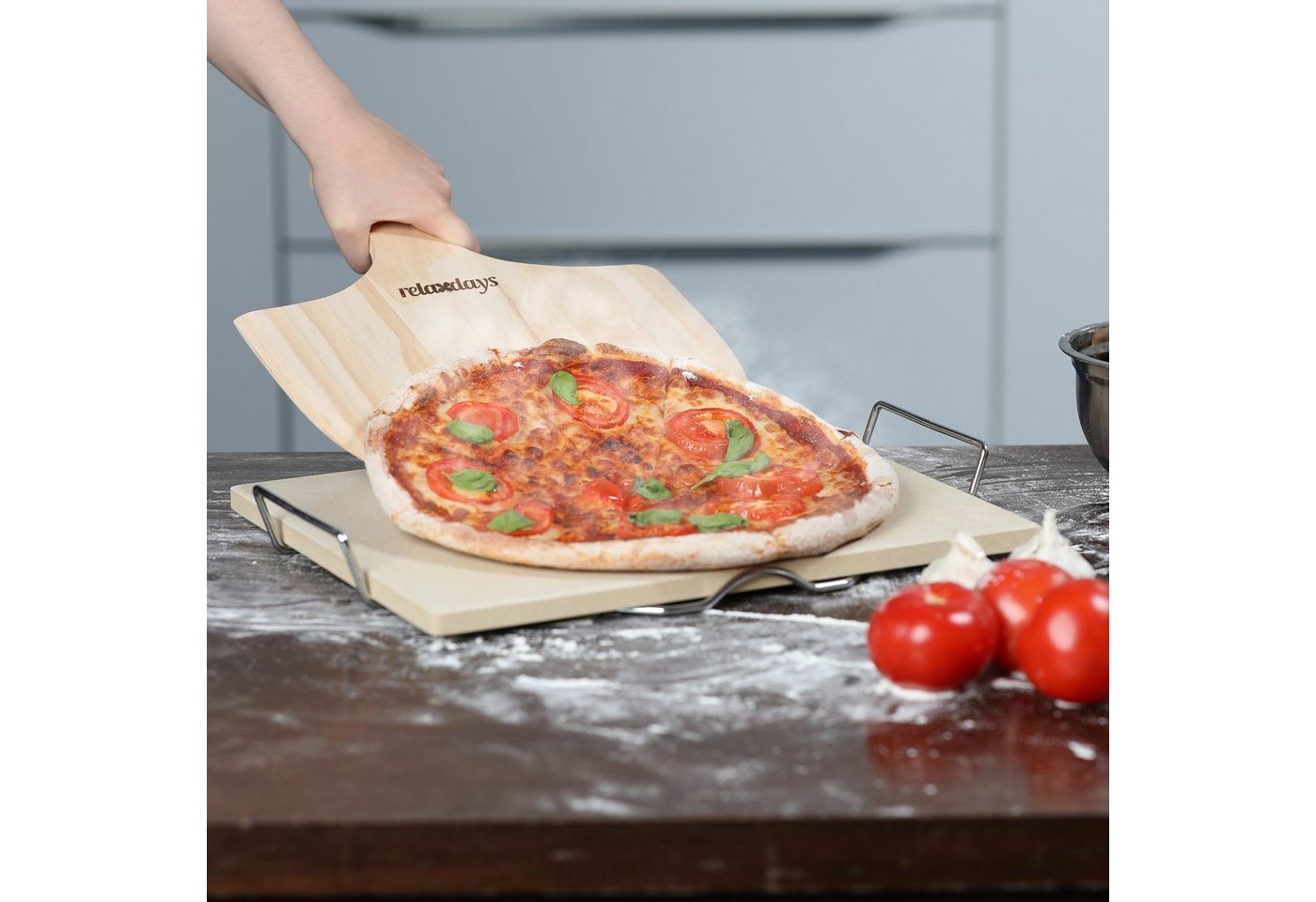 relaxdays Pizzastein Set 1,5 cm, Cordierit, (3-St) – Bild 2 von 5