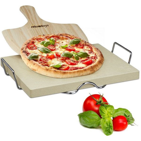 relaxdays Pizzastein Set 3 cm, Cordierit, (4-St)