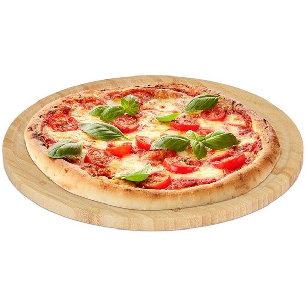 relaxdays Pizzateller Bambus Pizzateller 32 cm, (1 St)