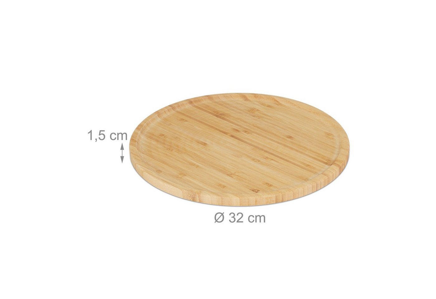 relaxdays Pizzateller Bambus Pizzateller 32 cm, (1 St) – Bild 4 von 5