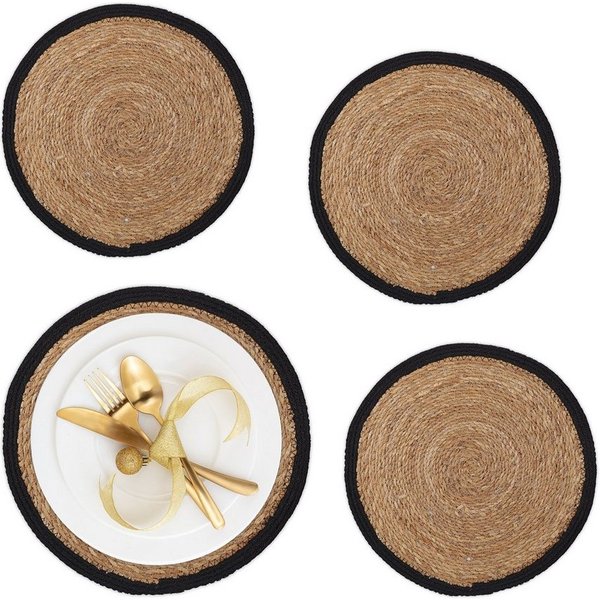 relaxdays Platzset Tischset 4-teilig Wasserhyazinthe, (4-St)