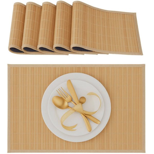 relaxdays Platzset Tischset 6er Set Bambus, (6-St., 6er Set), natur