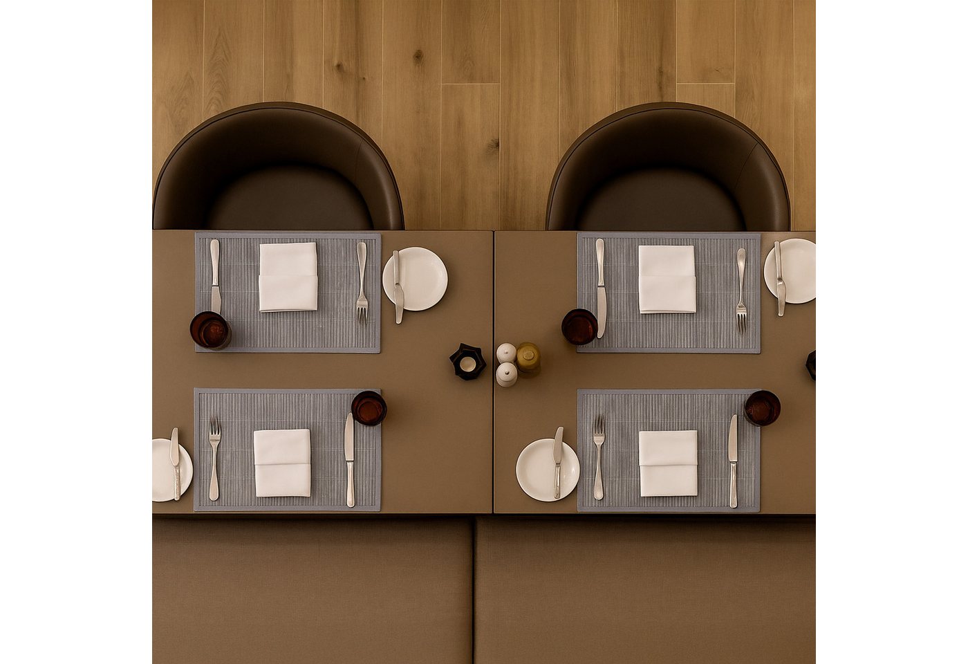 relaxdays Platzset Tischset 6er Set Bambus, (6-St., 6 Tischmatten), grau – Bild 2 von 5