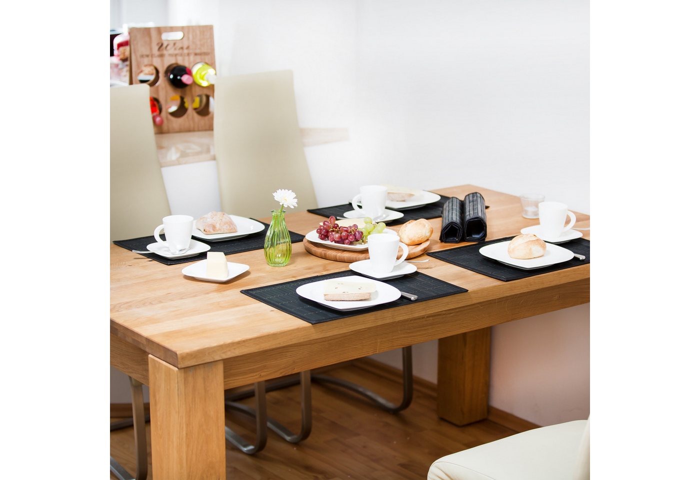 relaxdays Platzset Tischset 6er Set Bambus, (6-St., 6 Tischmatten), grau – Bild 3 von 5