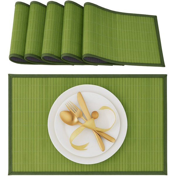relaxdays Platzset Tischset 6er Set Bambus, (6-St., 6 Tischmatten), grün
