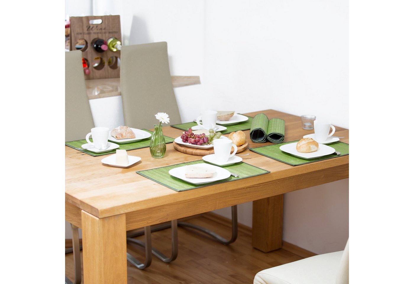 relaxdays Platzset Tischset 6er Set Bambus, (6-St., 6 Tischmatten), grün – Bild 2 von 5