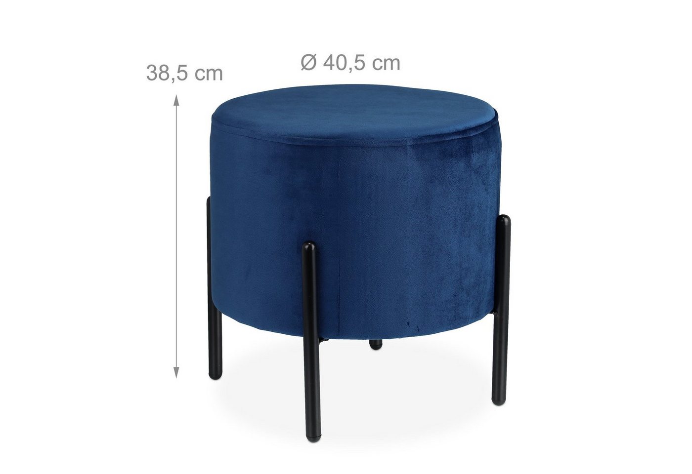 relaxdays Polsterhocker Blauer Samthocker (1 St) – Bild 4 von 5