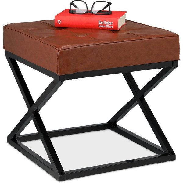 relaxdays Polsterhocker Sitzhocker mit Kunstleder (1 St)