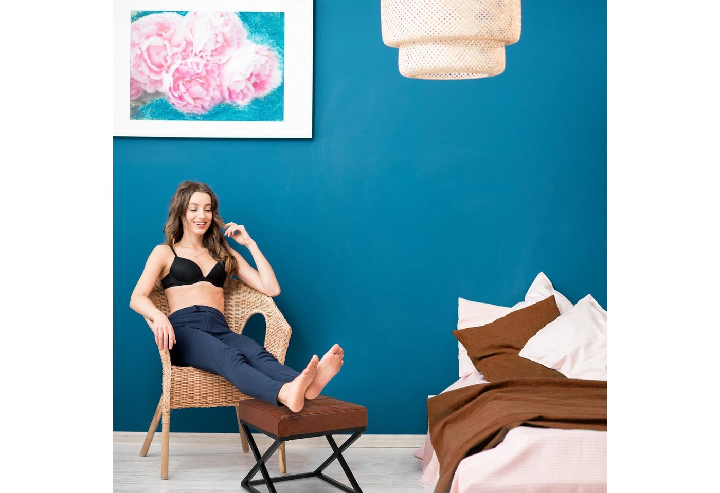 relaxdays Polsterhocker Sitzhocker mit Kunstleder (1 St) – Bild 3 von 5