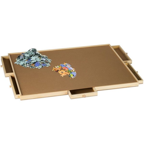 relaxdays Puzzleunterlage Puzzlebrett mit 6 Schubladen, (6-tlg)