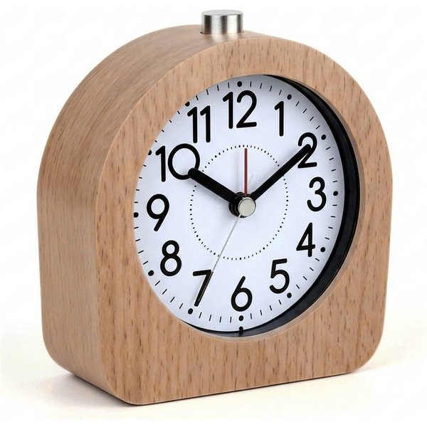relaxdays Quarzwecker Analoger Wecker aus Holz hellbraun