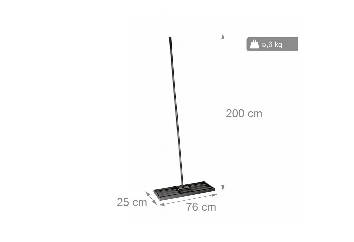 relaxdays Rasenrechen Rasenrakel 76 x 25 cm, 76 cm Arbeitsbreite, mit 200 cm langem Stiel, (1-tlg) – Bild 4 von 5