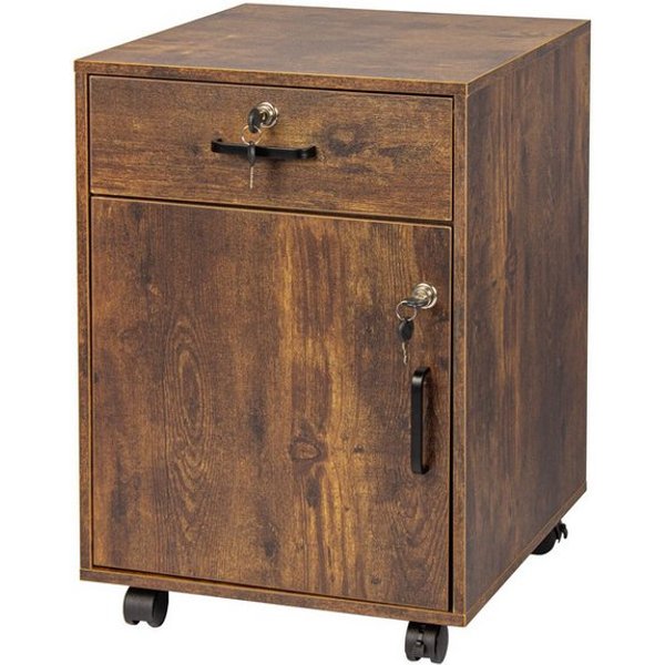 relaxdays Rollcontainer Abschließbarer Rollcontainer, (5 St), Vintagebraun
