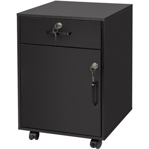 relaxdays Rollcontainer Abschließbarer Rollcontainer, (1 St), schwarz