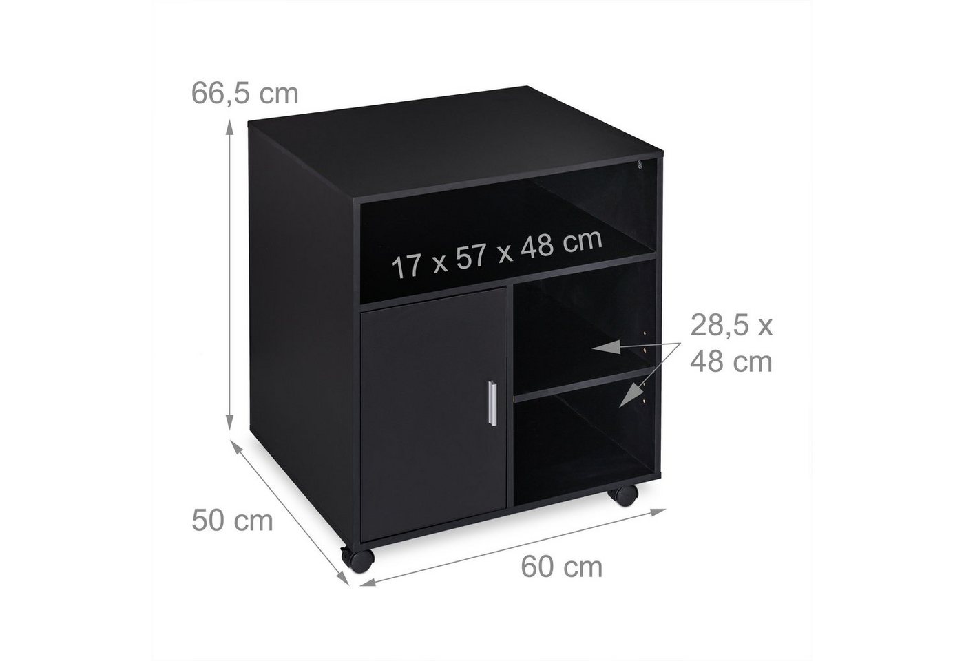 relaxdays Rollcontainer in Schwarz, (1 St) – Bild 4 von 5