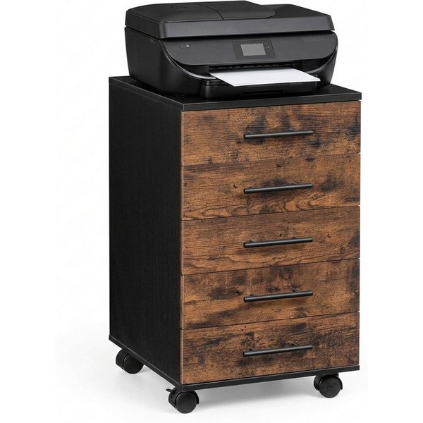 relaxdays Rollcontainer mit 5 Schubladen, (1 St), Vintagebraun