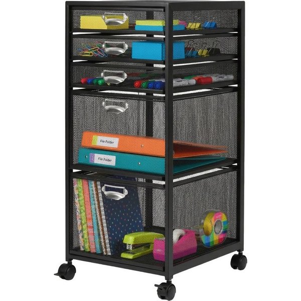 relaxdays Rollcontainer mit 5 Schubladen, (1 St), schwarz, 5 Fächer